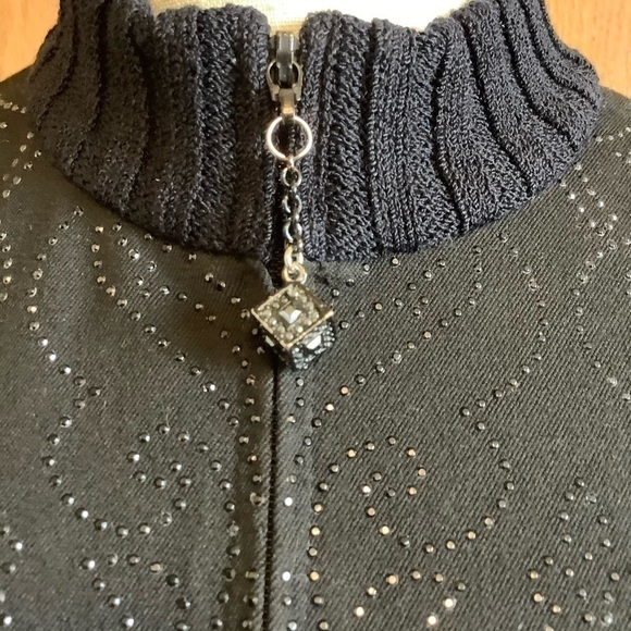 St. John Sport Black Zip-Up Rib Knit Cardigan Sz-P - Picture 5 of 9